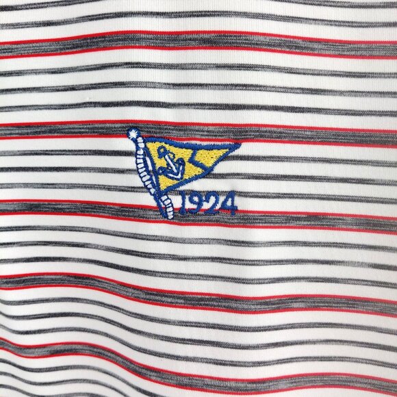FootJoy Short Sleeve Polo Shirt Size LARGE Multi-Color Stripe Embroidered Anchor - Picture 4 of 8